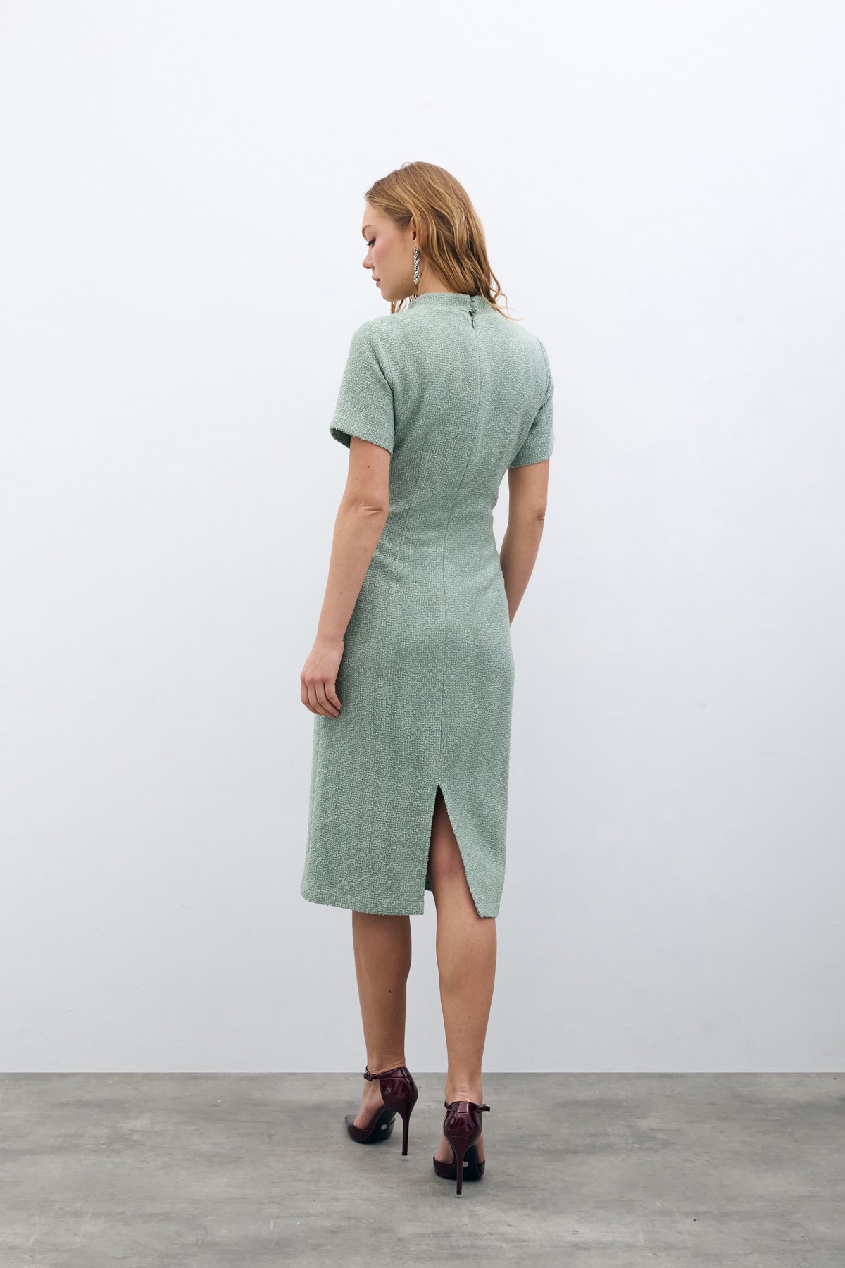 Dik Yaka Tüvit Elbise - MİNT