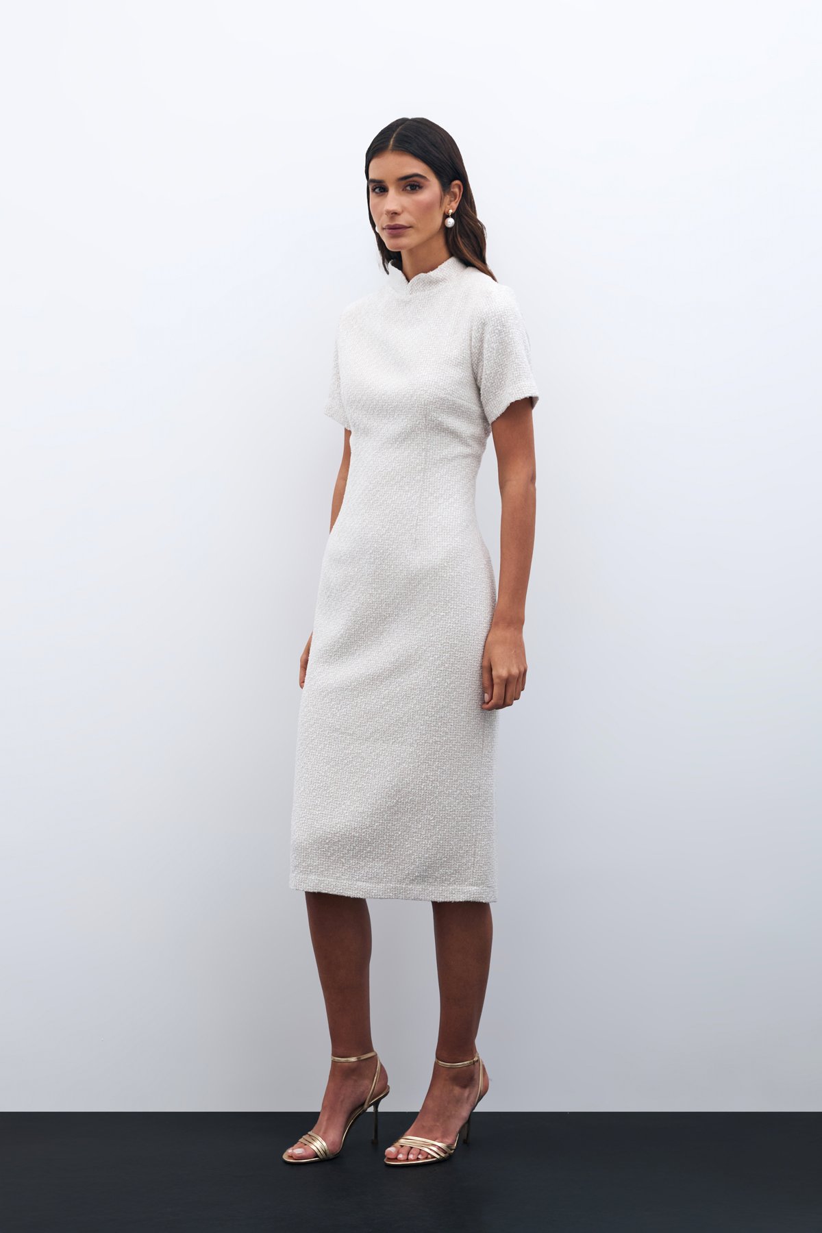 Dik Yaka Tüvit Elbise - TAŞ