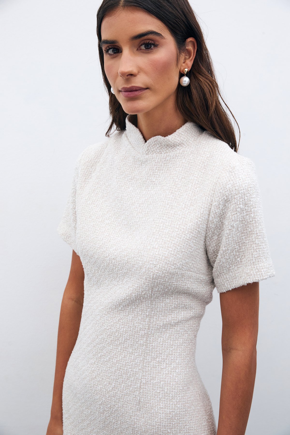 Dik Yaka Tüvit Elbise - TAŞ