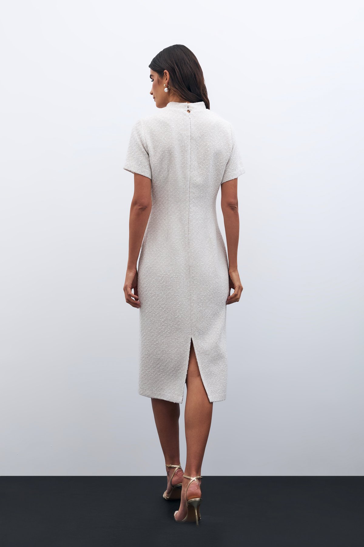 Dik Yaka Tüvit Elbise - TAŞ