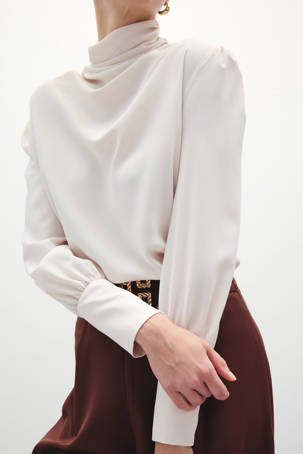 Draped Detailed Blouse - Beıge