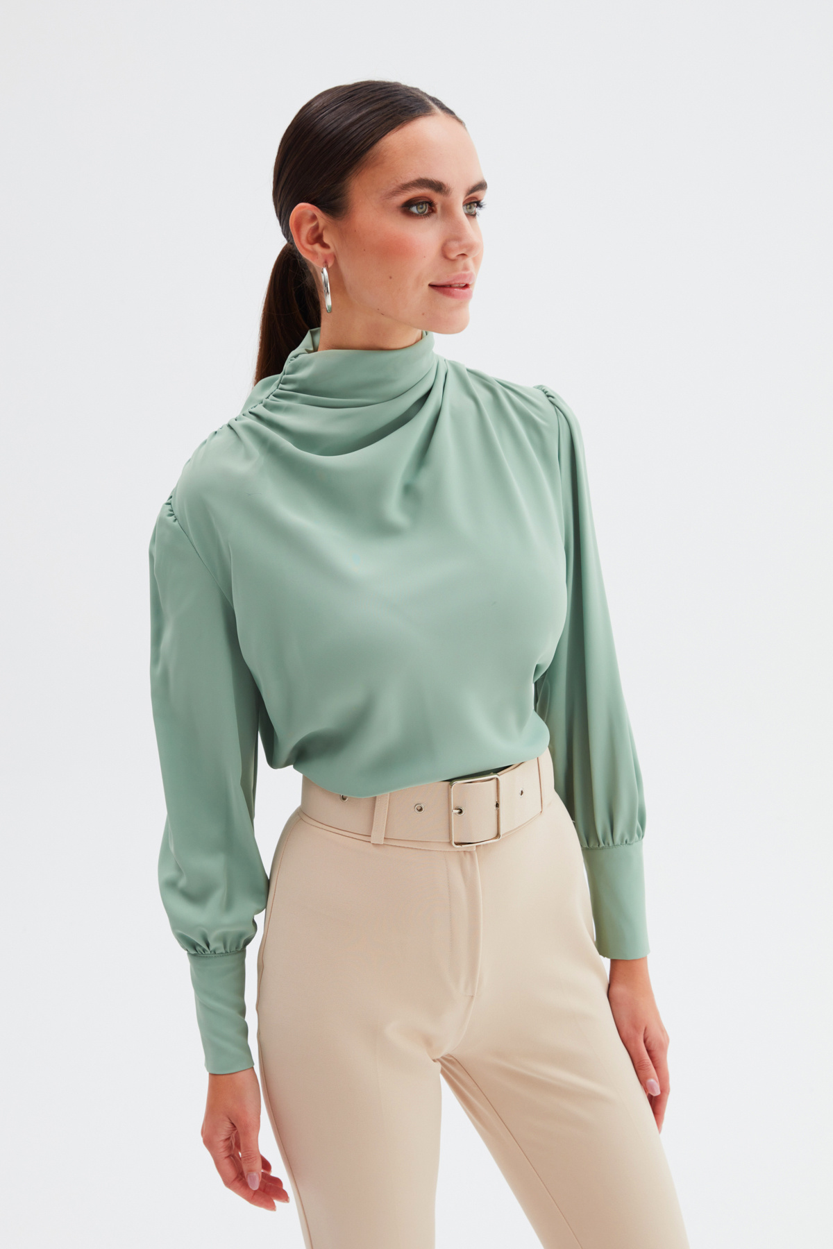 Drape Detaylı  Bluz - ÇAĞLA YEŞİLİ