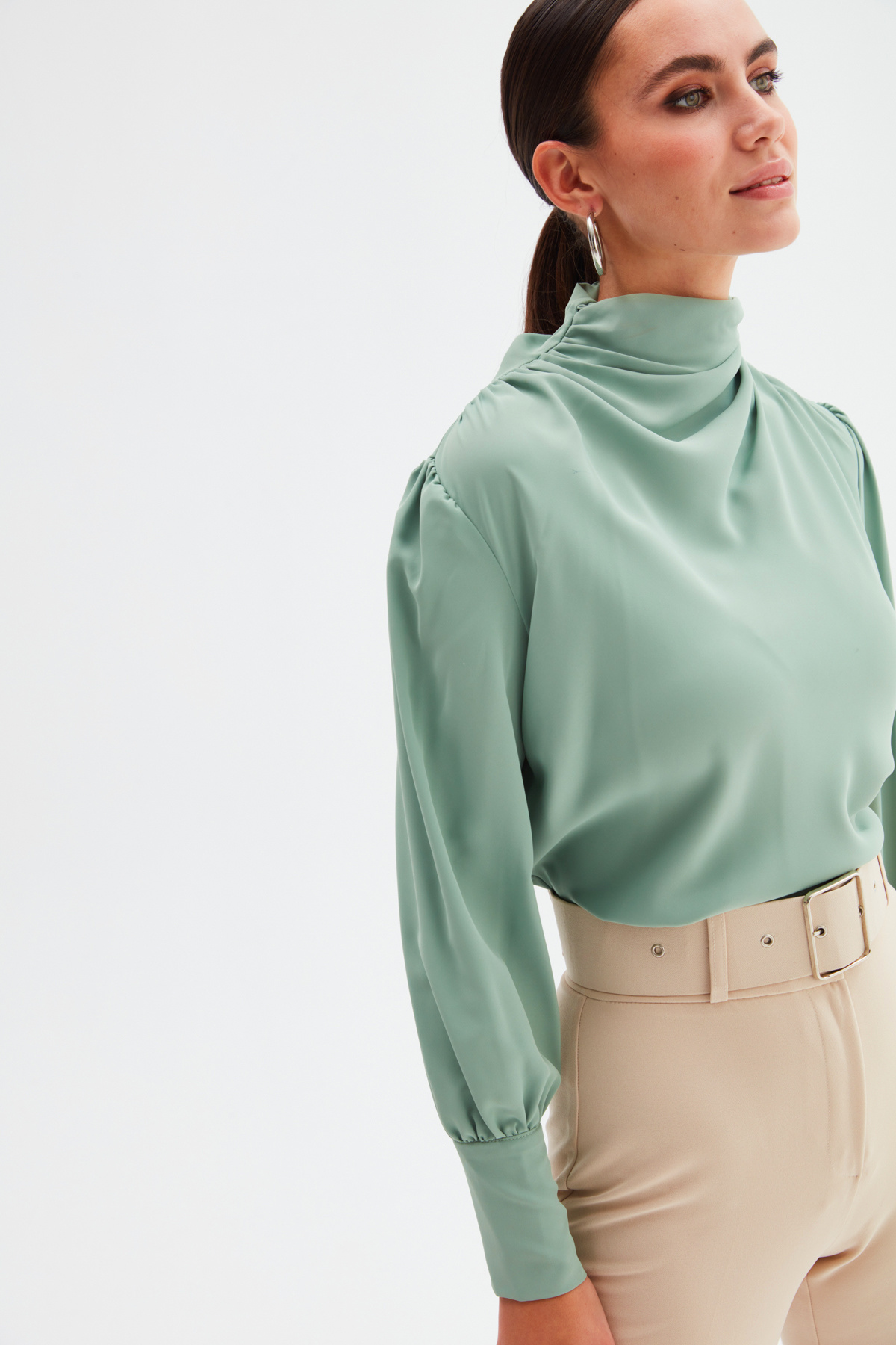 Drape Detaylı  Bluz - ÇAĞLA YEŞİLİ