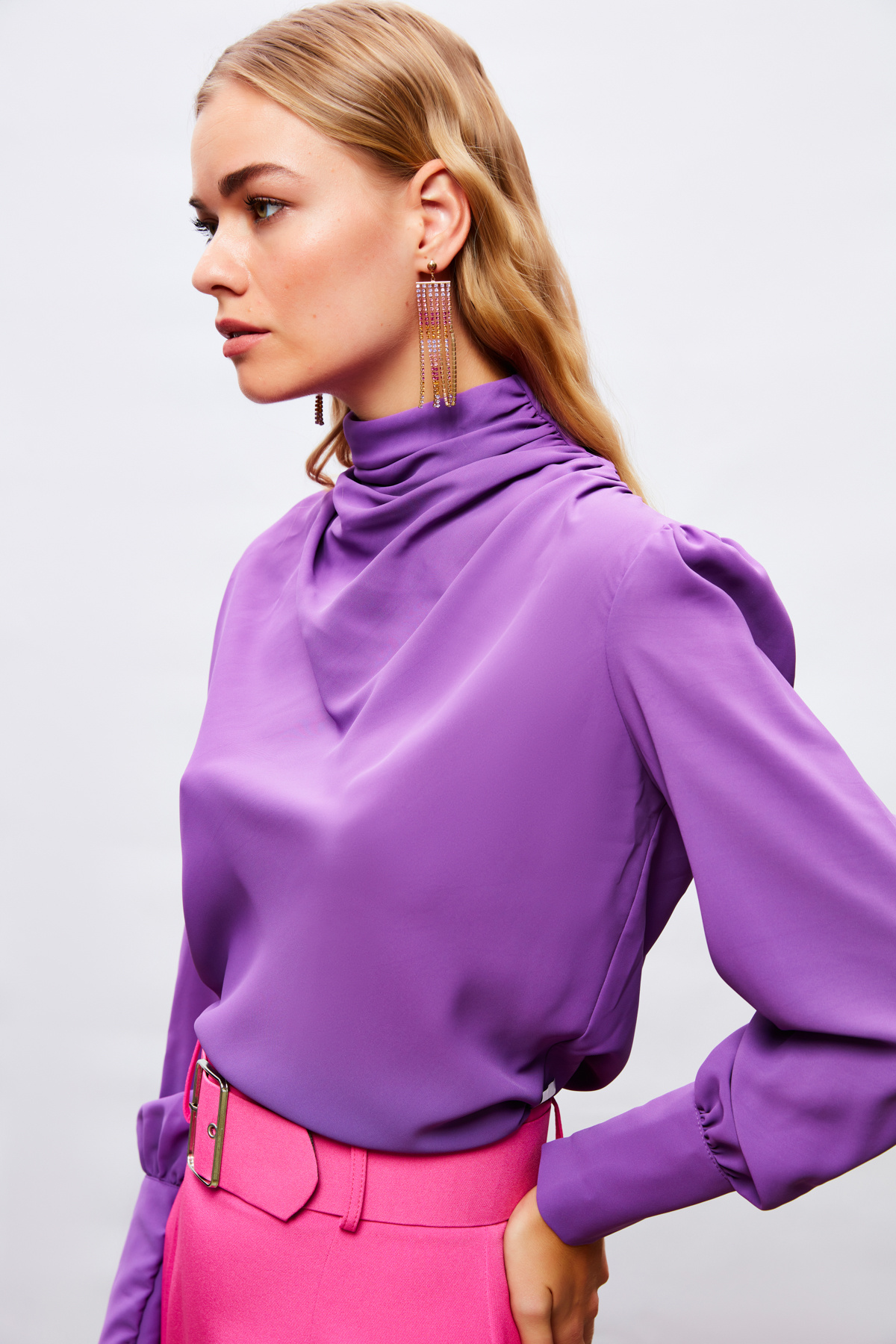 Draped Detailed Blouse - PURPLE