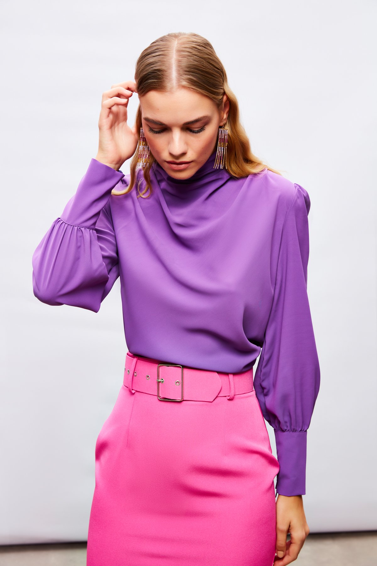Draped Detailed Blouse - PURPLE