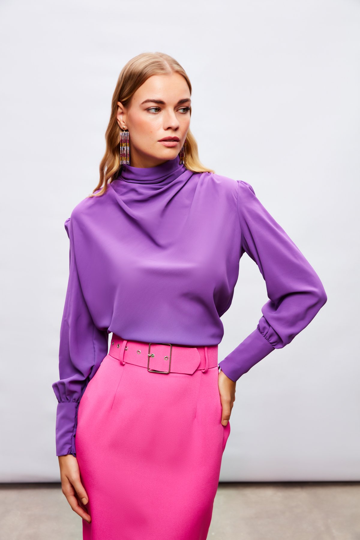 Draped Detailed Blouse - PURPLE