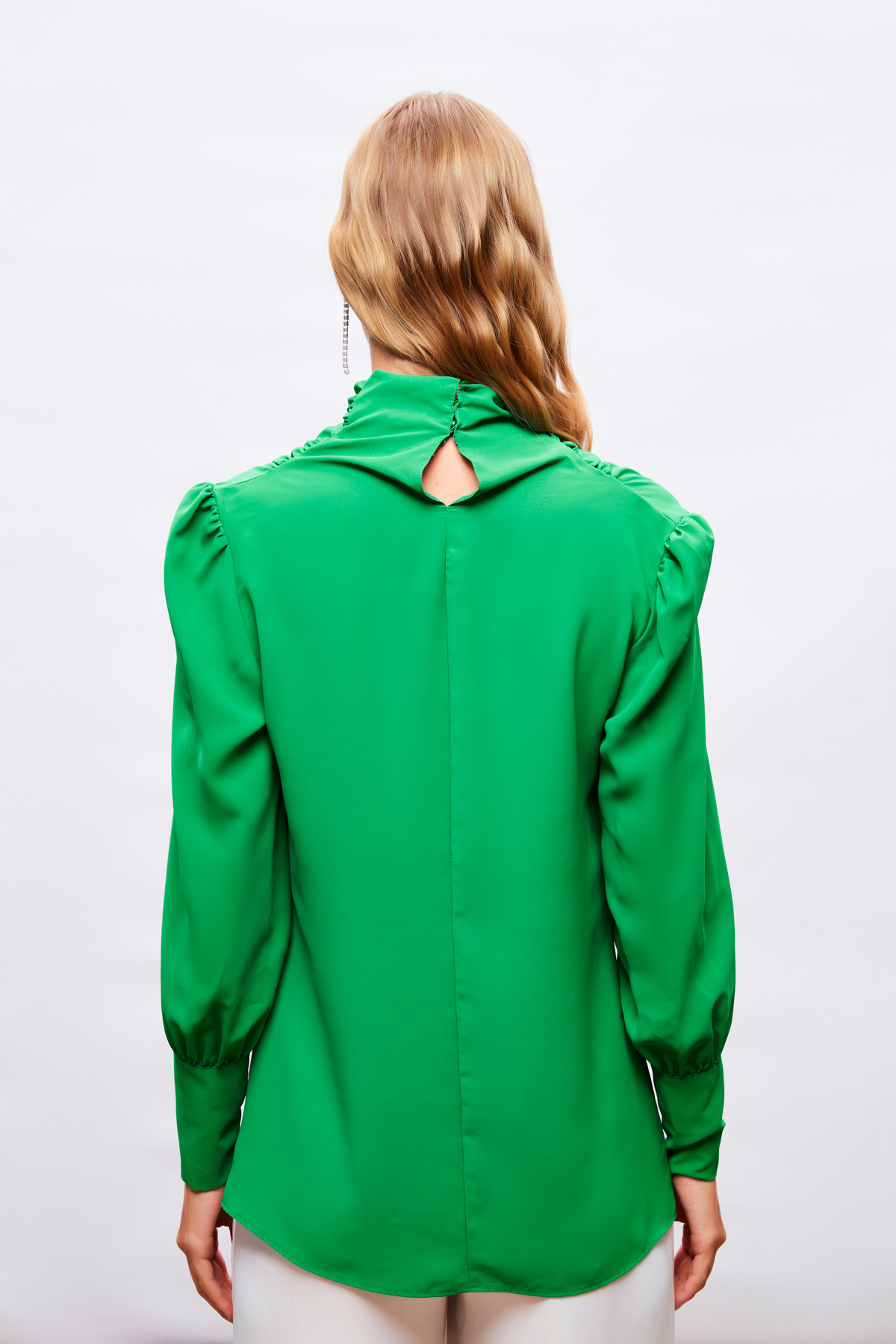 Drape Detaylı  Bluz - YEŞİL