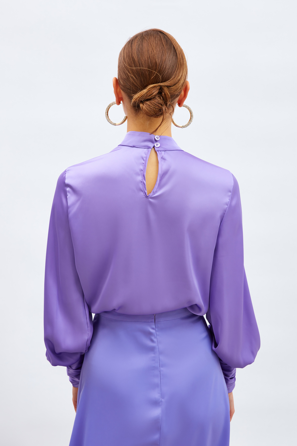 Drape Detaylı  Bodysuit Bluz - LİLA