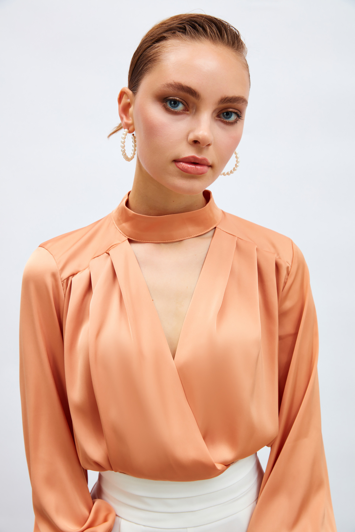 Drape Detaylı  Bodysuit Bluz - SOMON