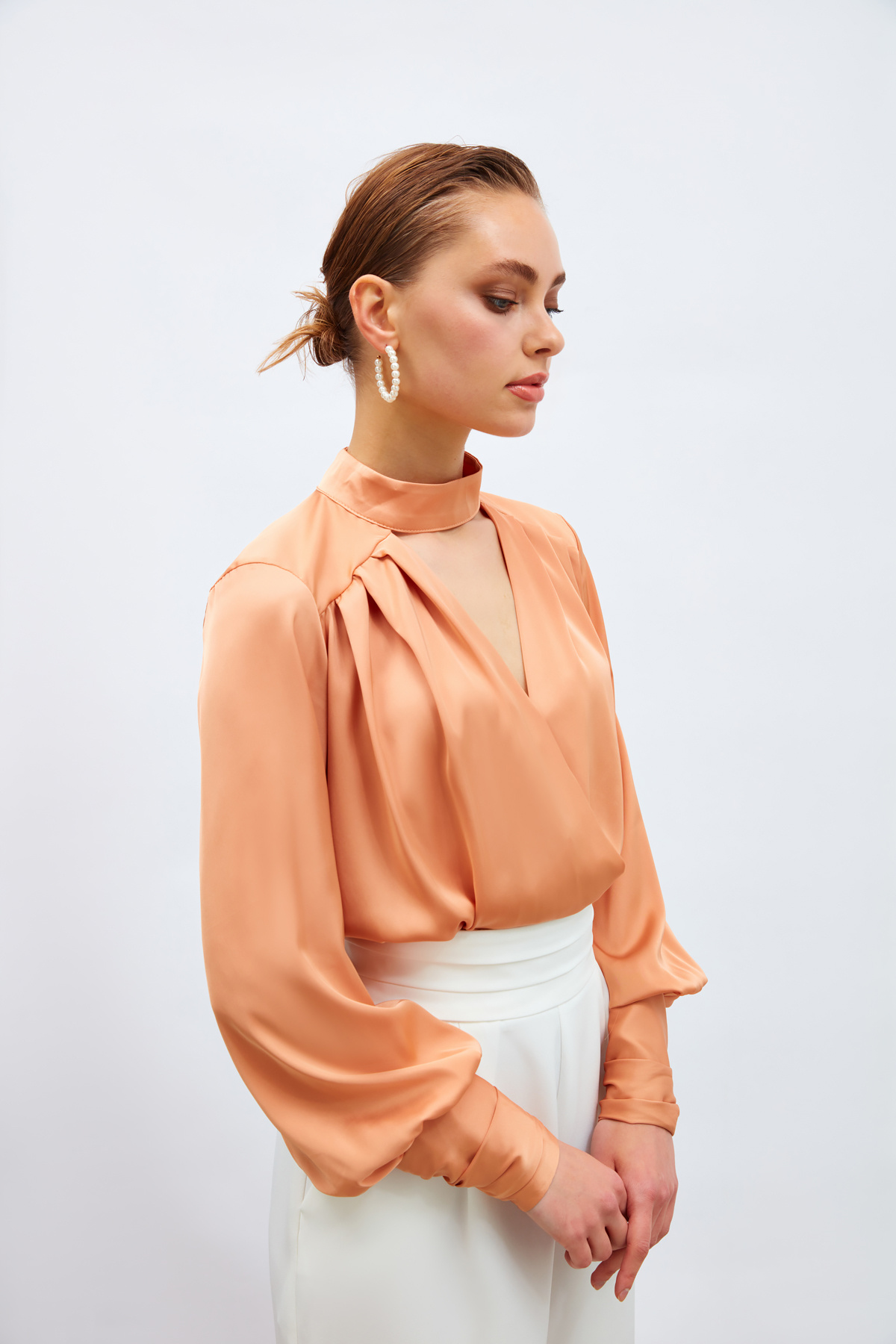 Drape Detaylı  Bodysuit Bluz - SOMON