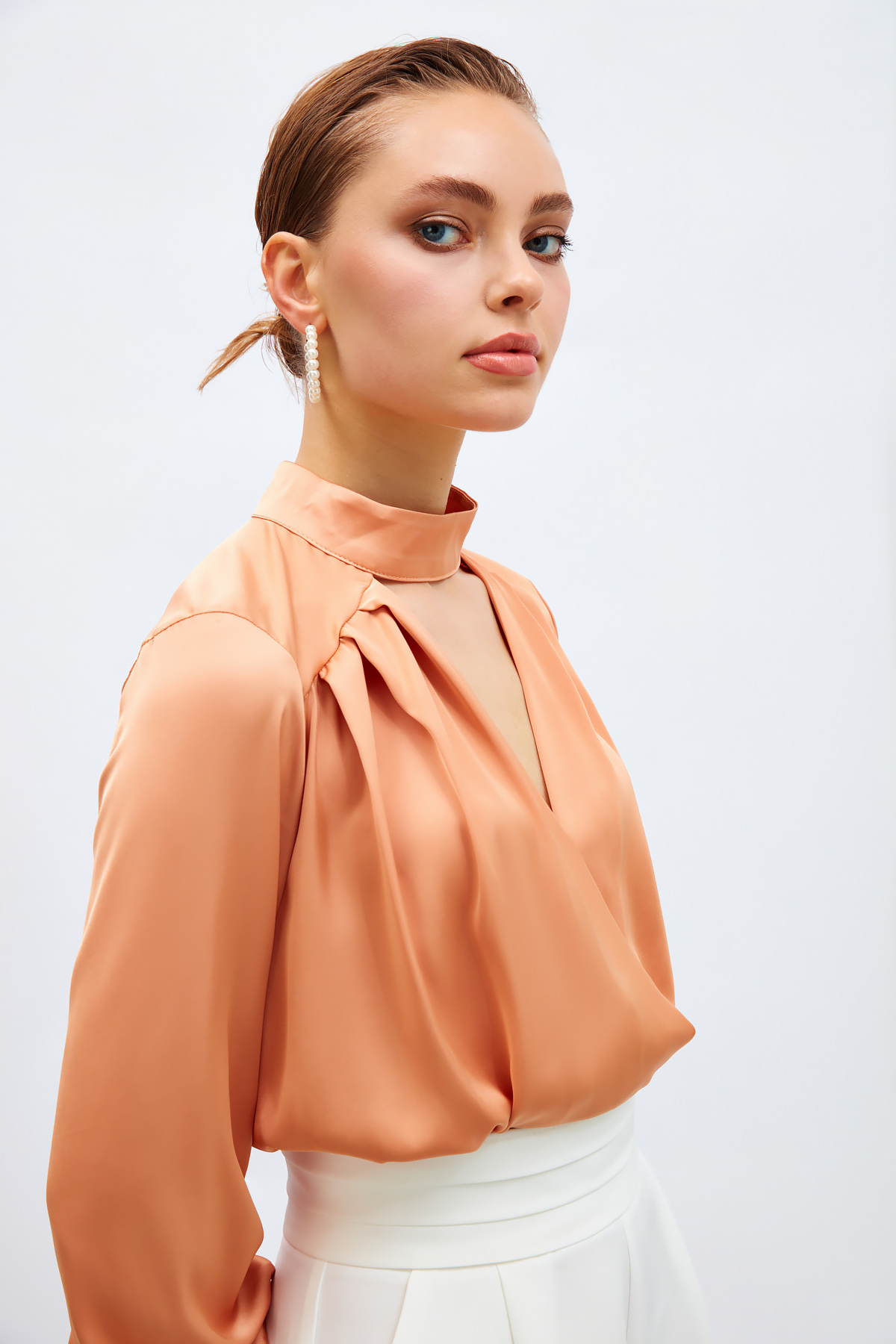 Drape Detaylı  Bodysuit Bluz - SOMON