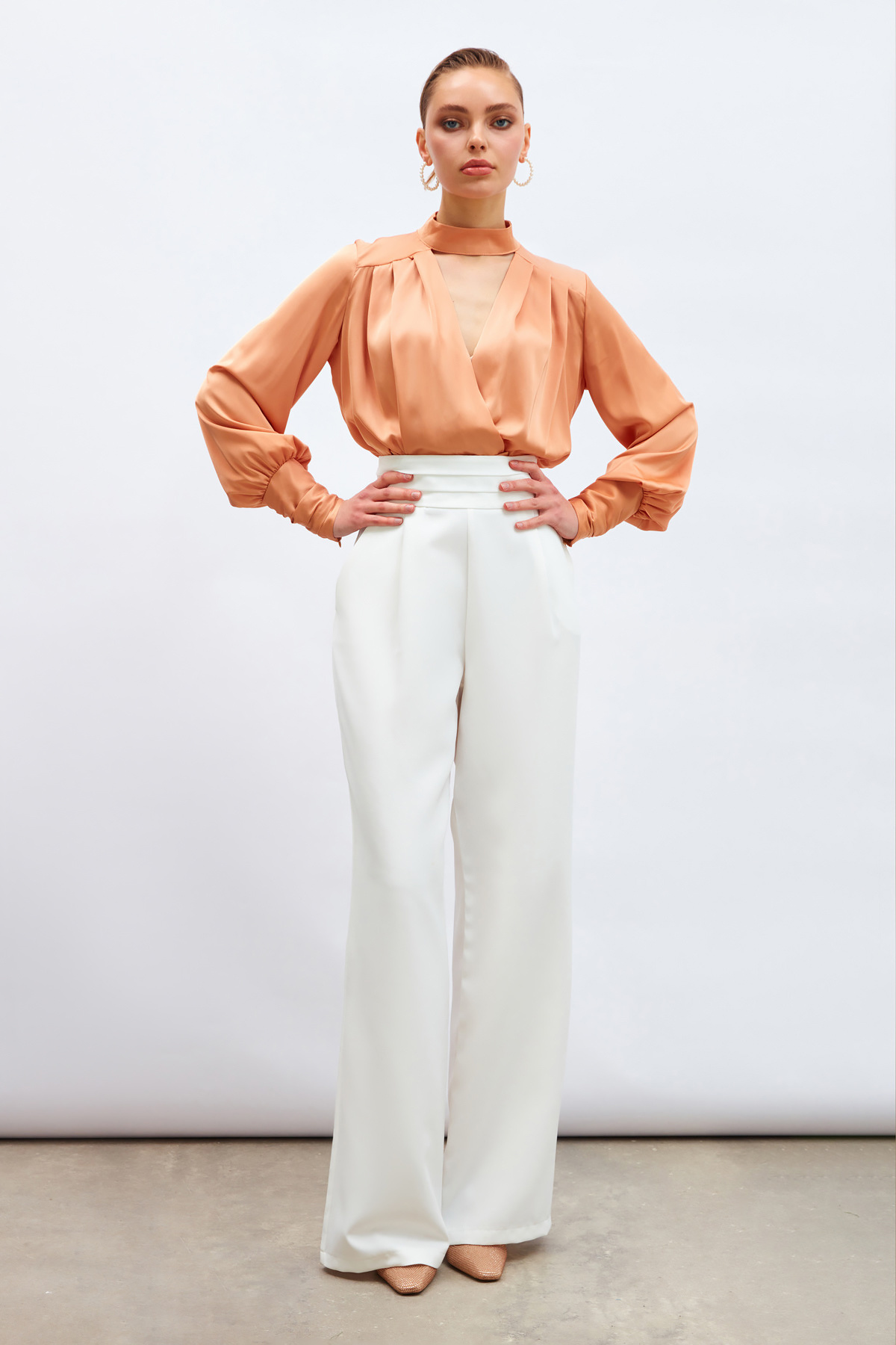 Drape Detaylı  Bodysuit Bluz - SOMON