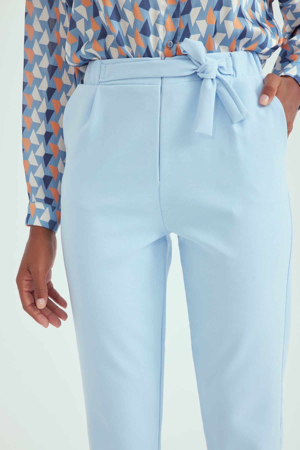 Double Leg Carrot Pants - BEBE BLUE