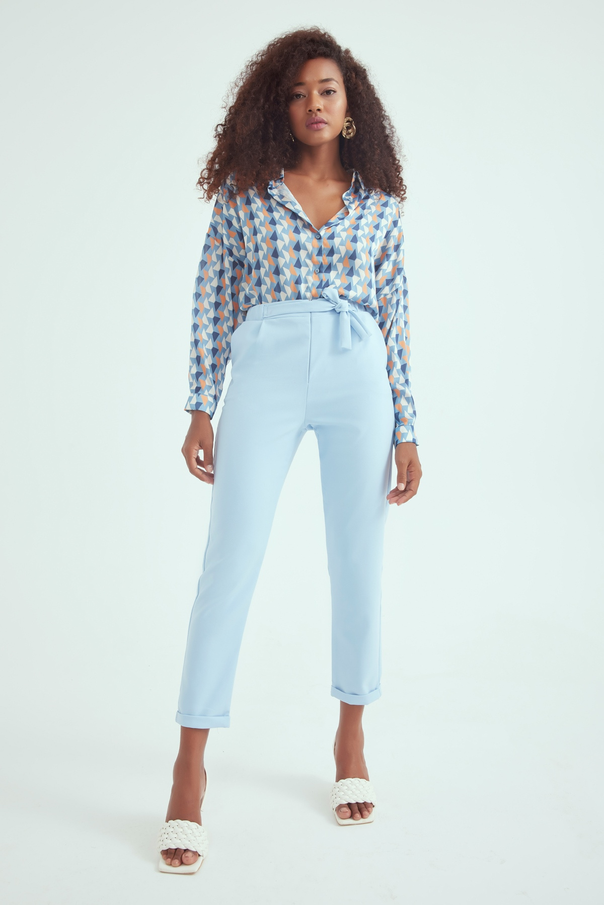 Double Leg Carrot Pants - BEBE BLUE
