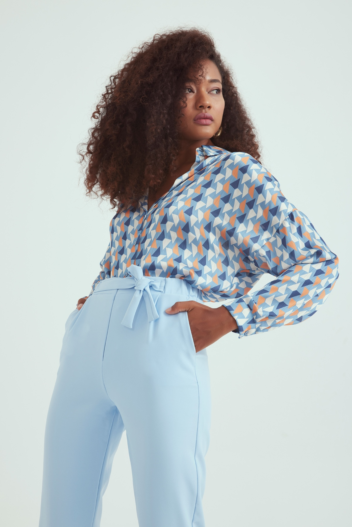Double Leg Carrot Pants - BEBE BLUE