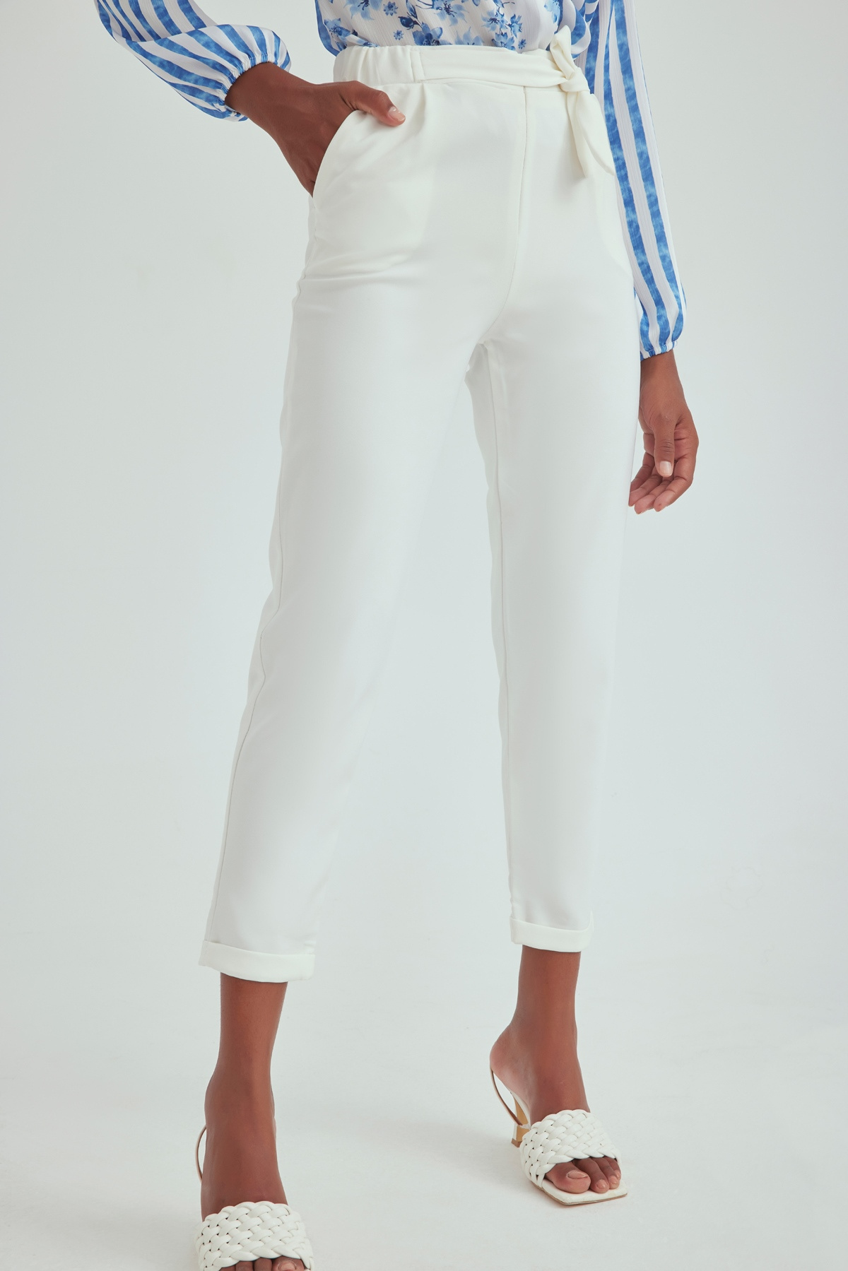 Double Leg Carrot Pants - ECRU