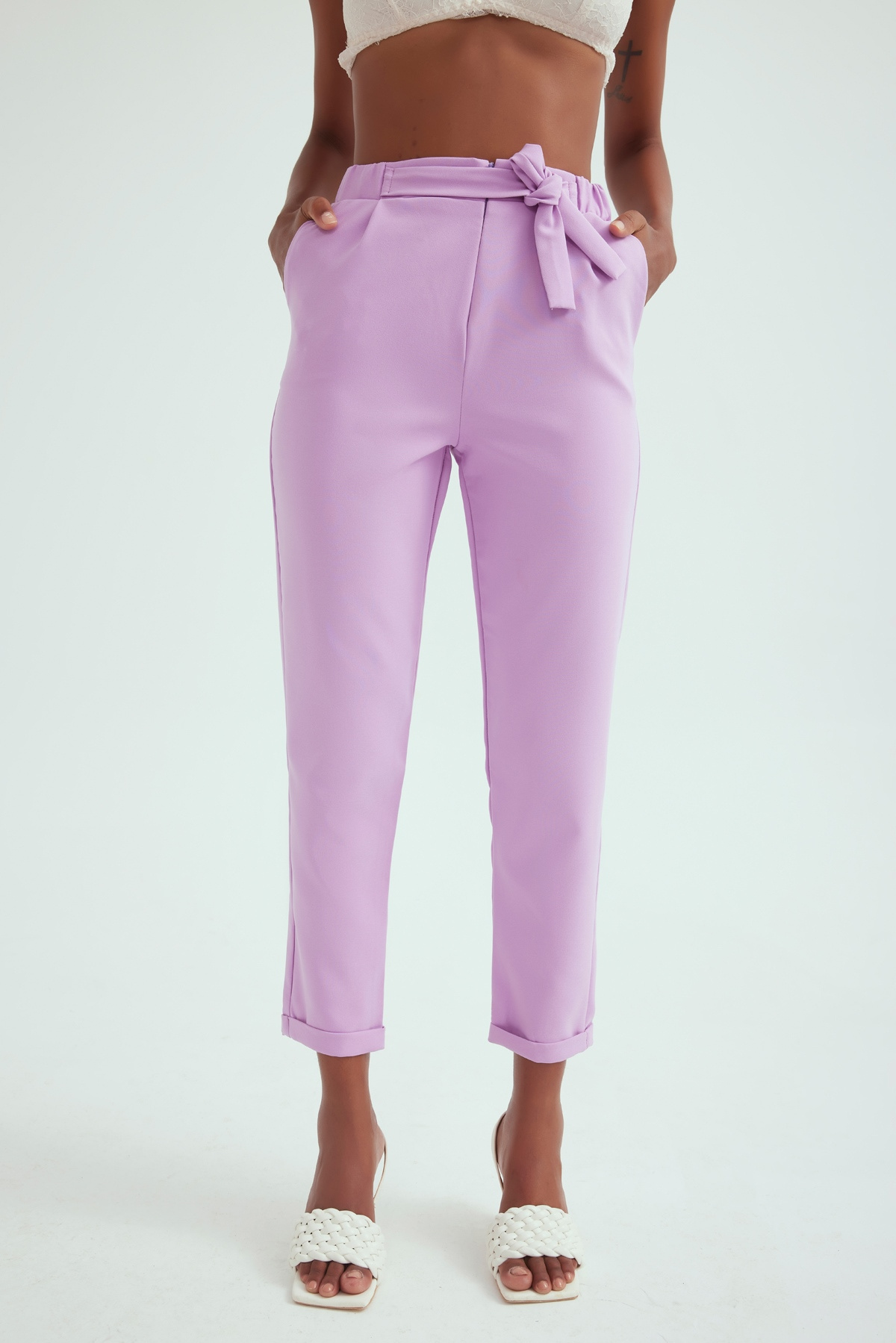 Duble paça havuç pantolon - LİLA