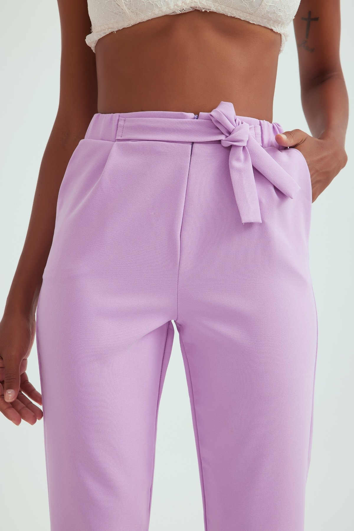 Duble paça havuç pantolon - LİLA