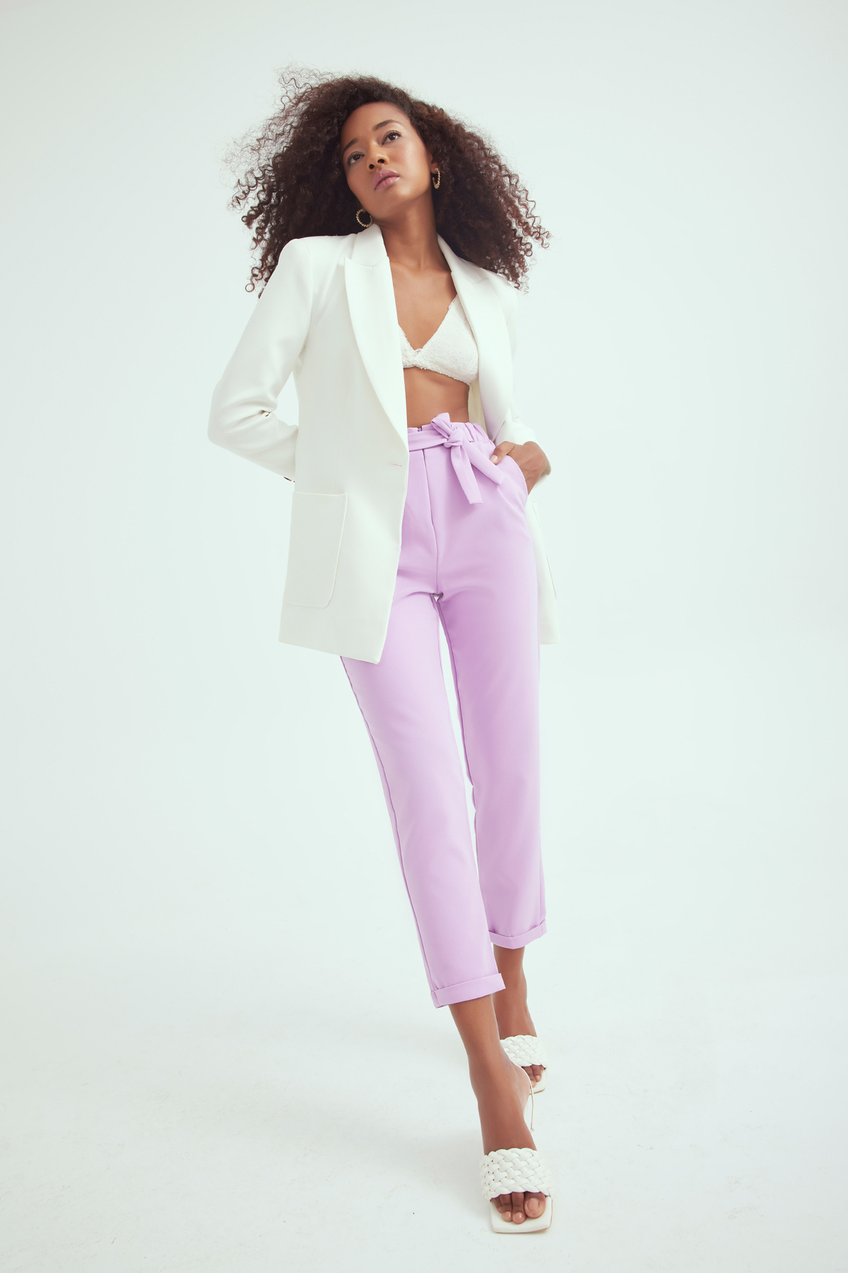 Duble paça havuç pantolon - LİLA