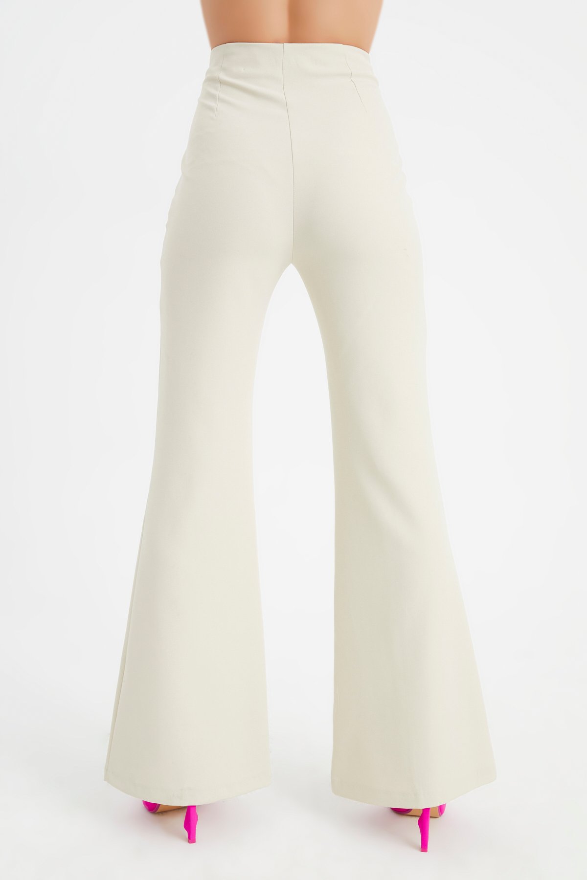 Wide trousers with button accessories - CREAM