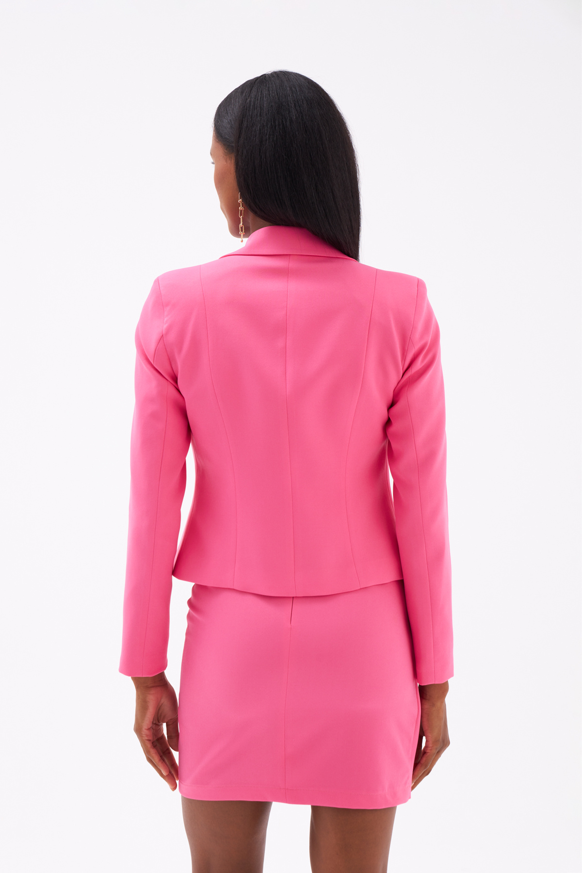 Düğme detay kısa ceket - FUŞYA