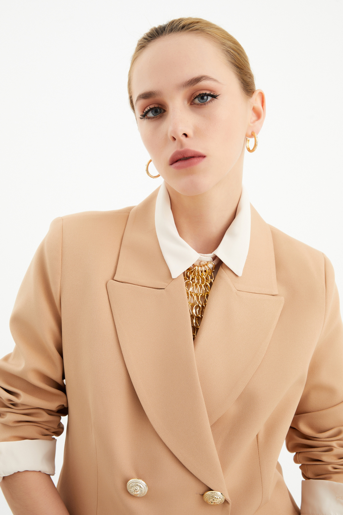 Button detailed jacket - CAMEL