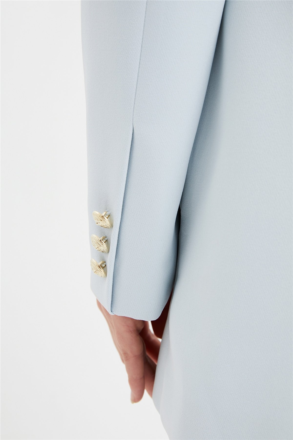 Düğme detaylı ceket - MAVİ