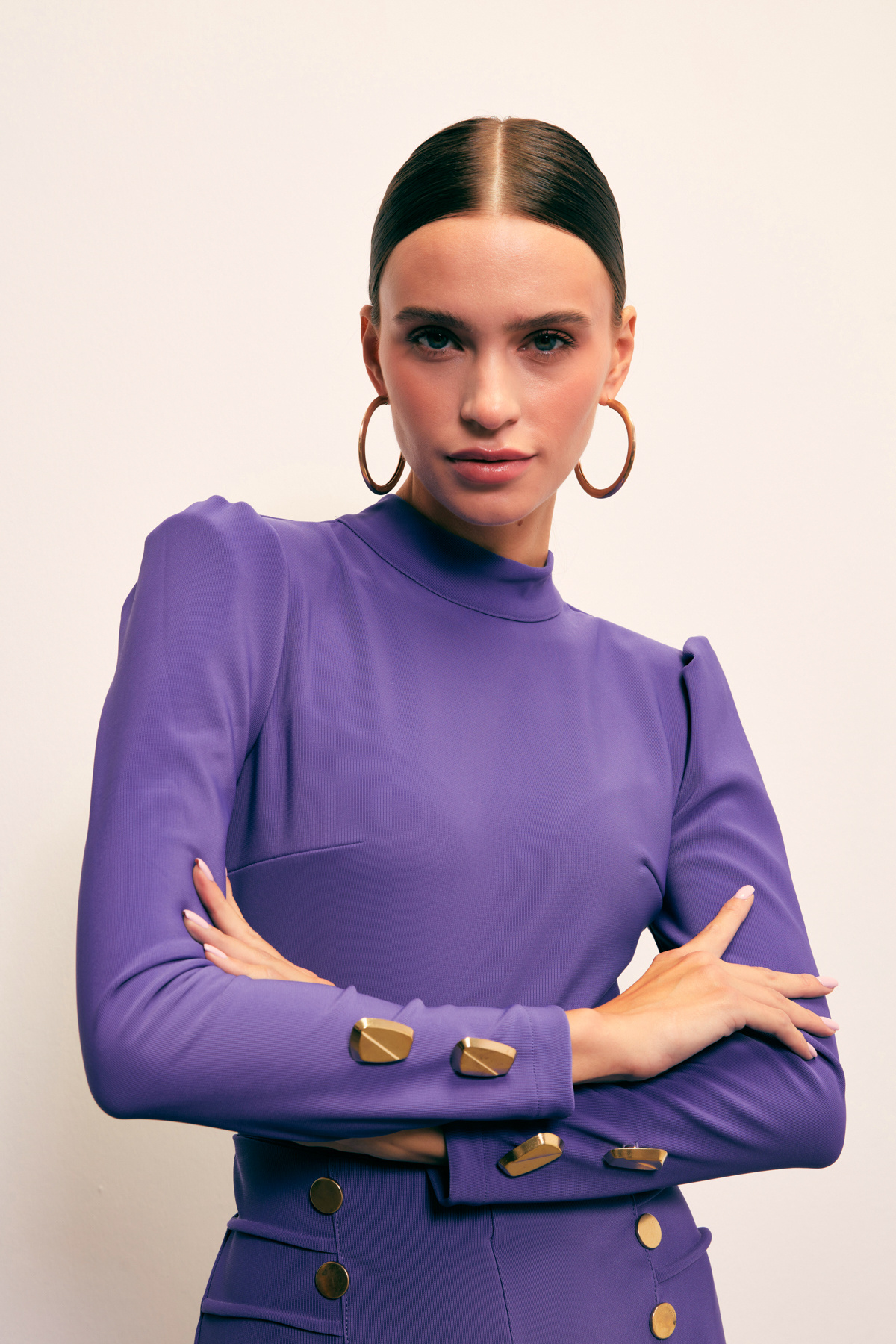 Düğme Detaylı Crop Bluz - MOR