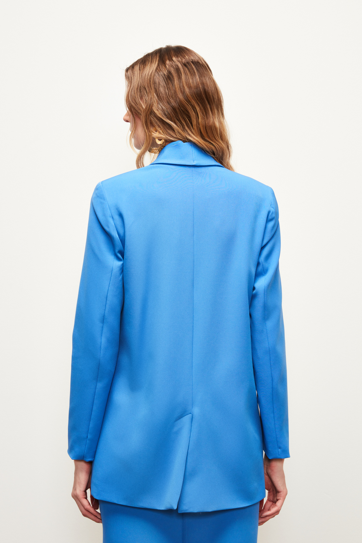 Düğme Detaylı Kruvaze Ceket - İNDİGO