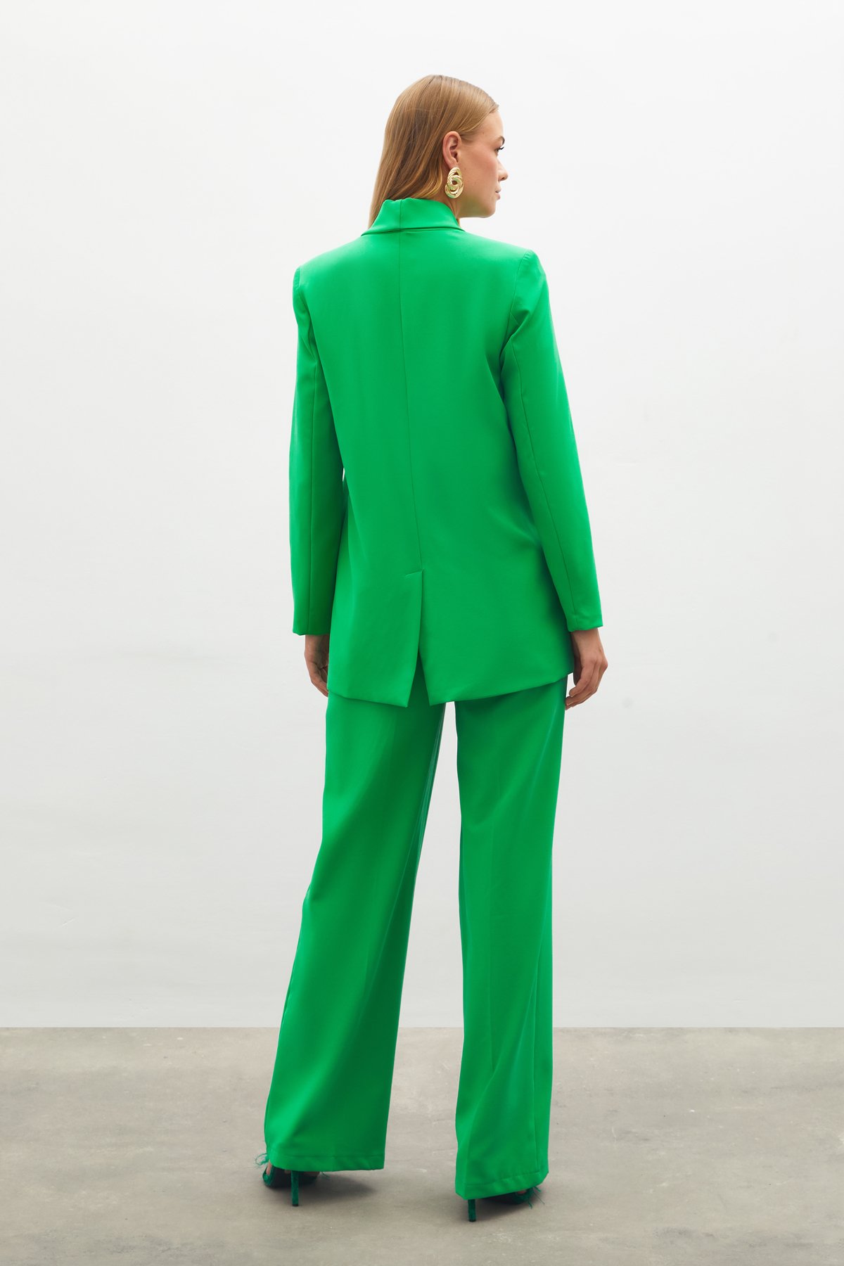Button Detailed Double Breasted Jacket - GREEN