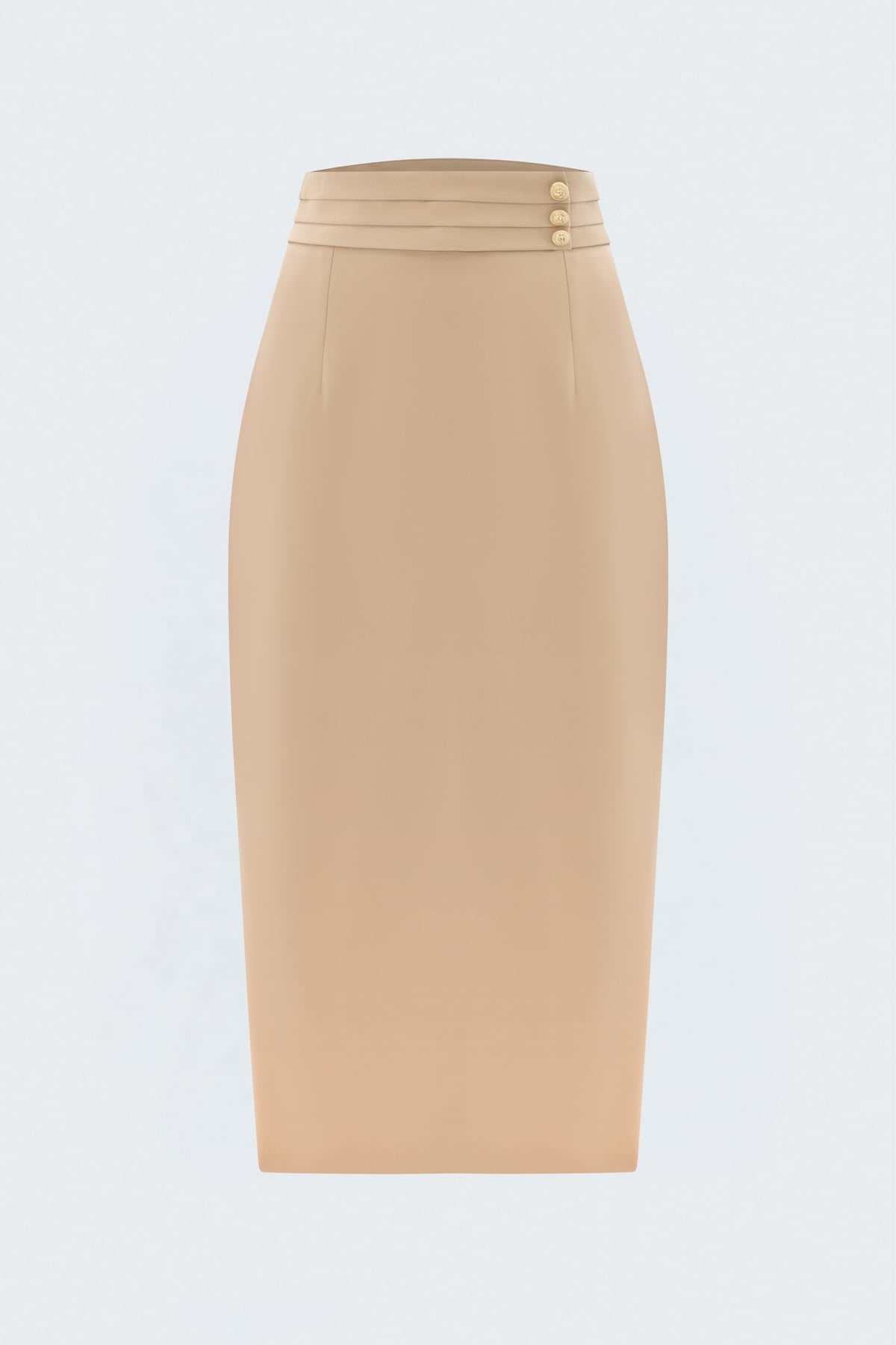 Button Detailed Midi Skirt - Dark beıge