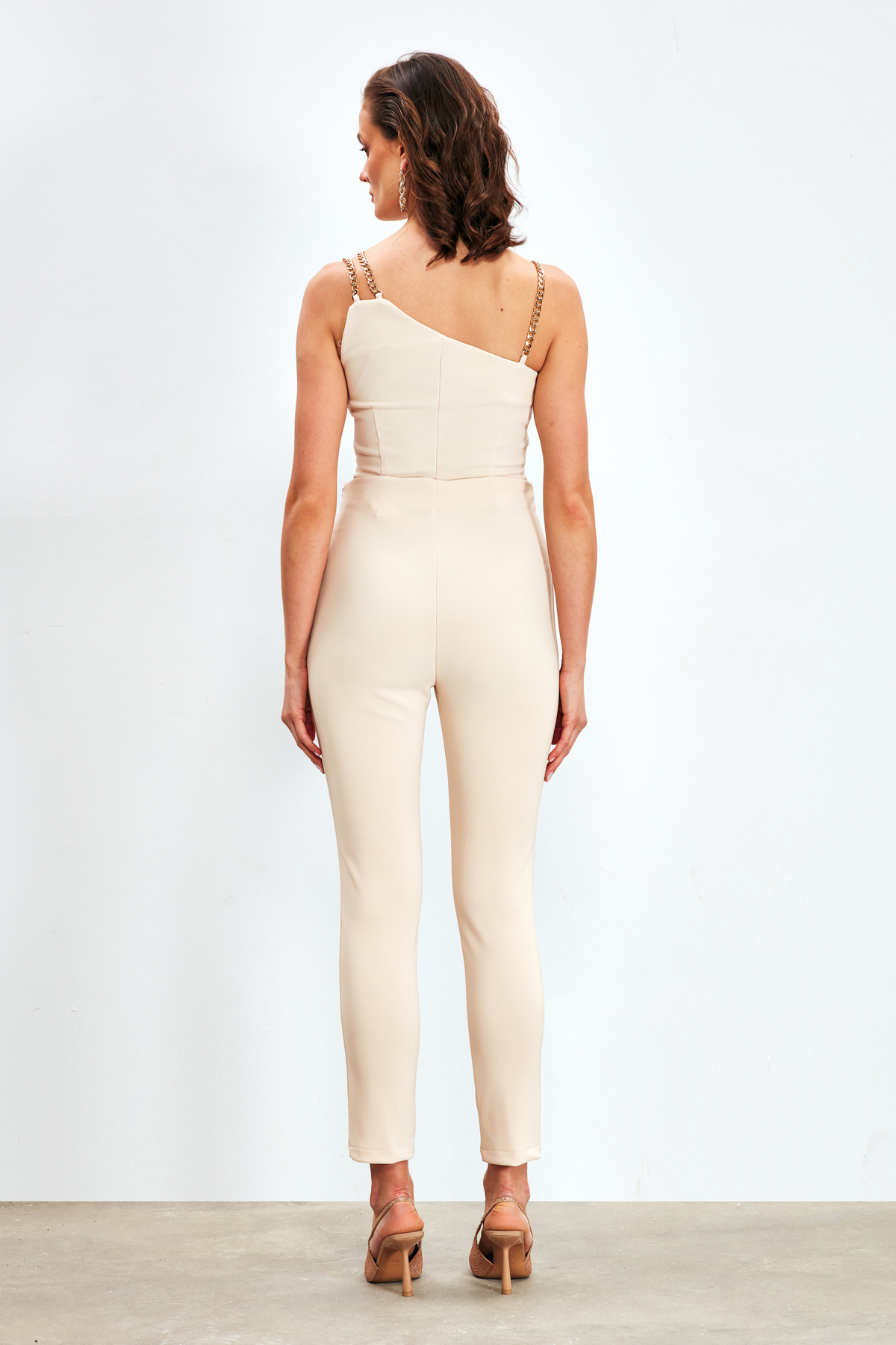 Button Detailed Trousers - BEIGE