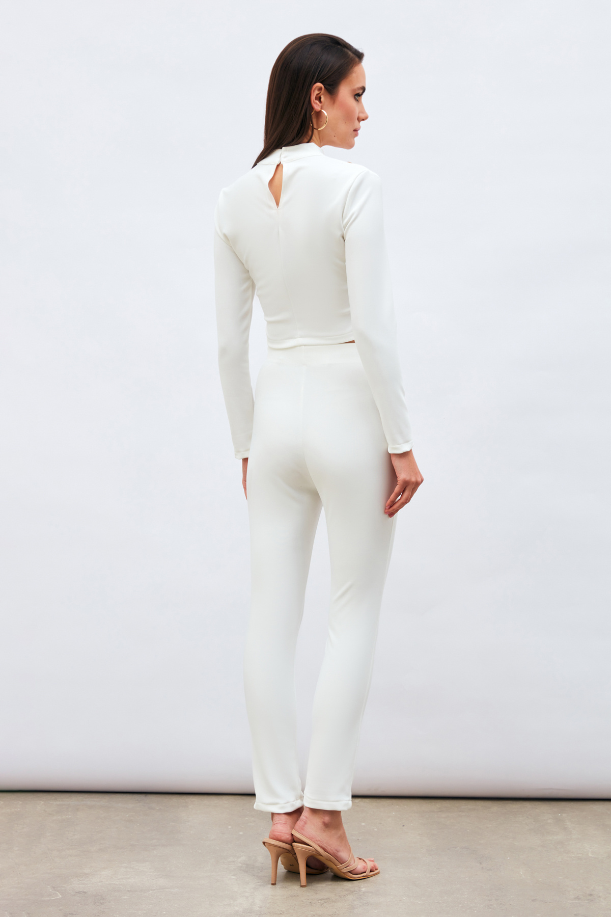 Düğme Detaylı Pantolon - EKRU