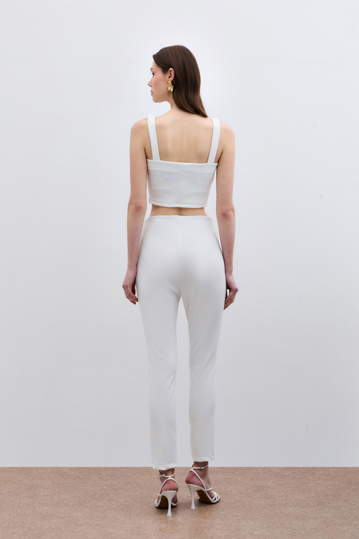 Düğme Detaylı Pantolon - Ekru