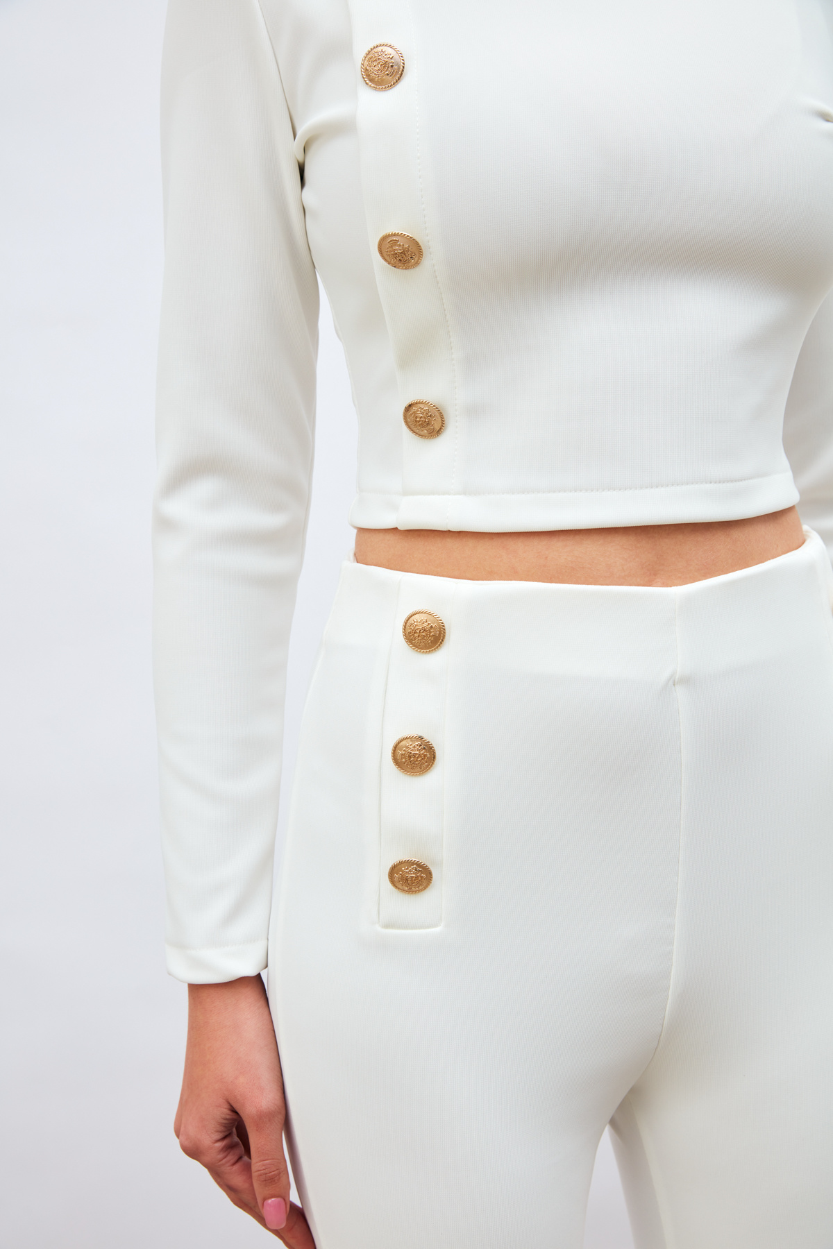 Düğme Detaylı Pantolon - EKRU