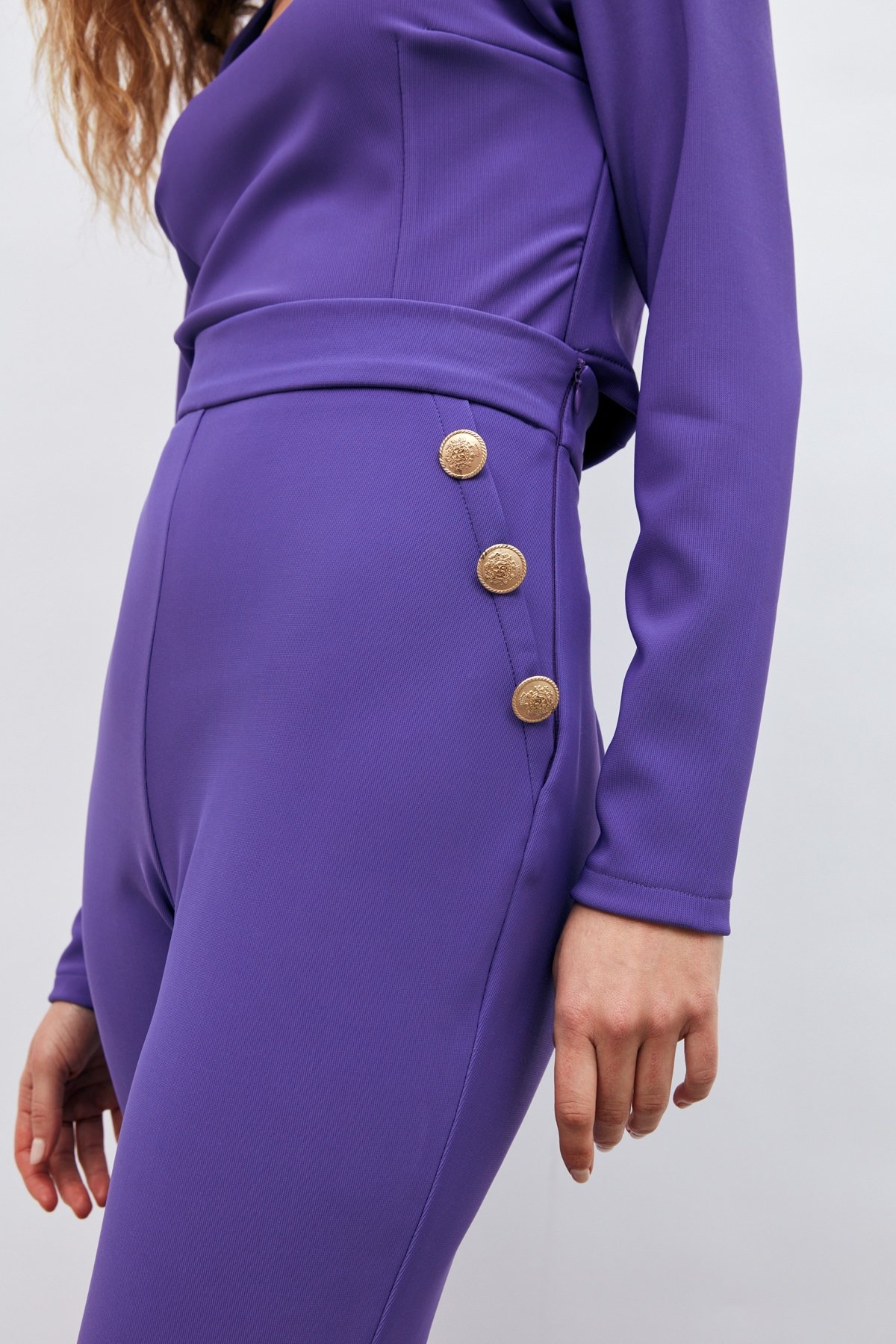 Düğme Detaylı Pantolon - MOR