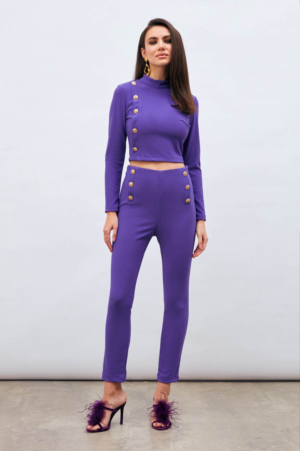 Düğme Detaylı Pantolon - MOR