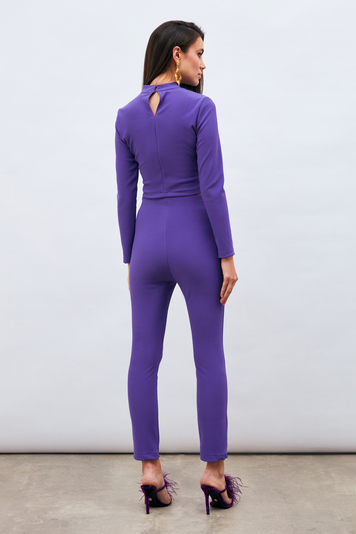 Düğme Detaylı Pantolon - MOR