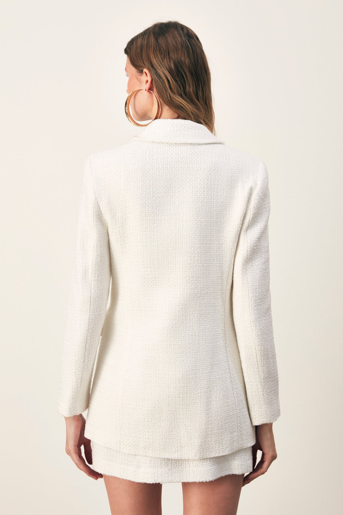 Düğme Detaylı Tüvit Ceket - EKRU