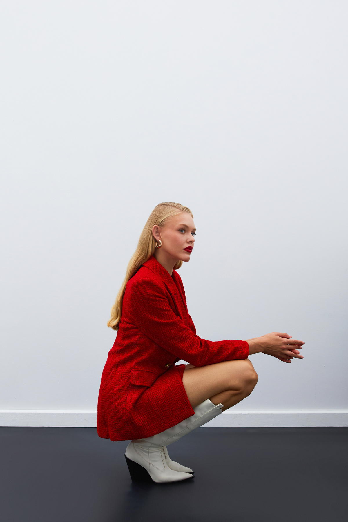 Düğme Detaylı Tüvit Ceket - KIRMIZI