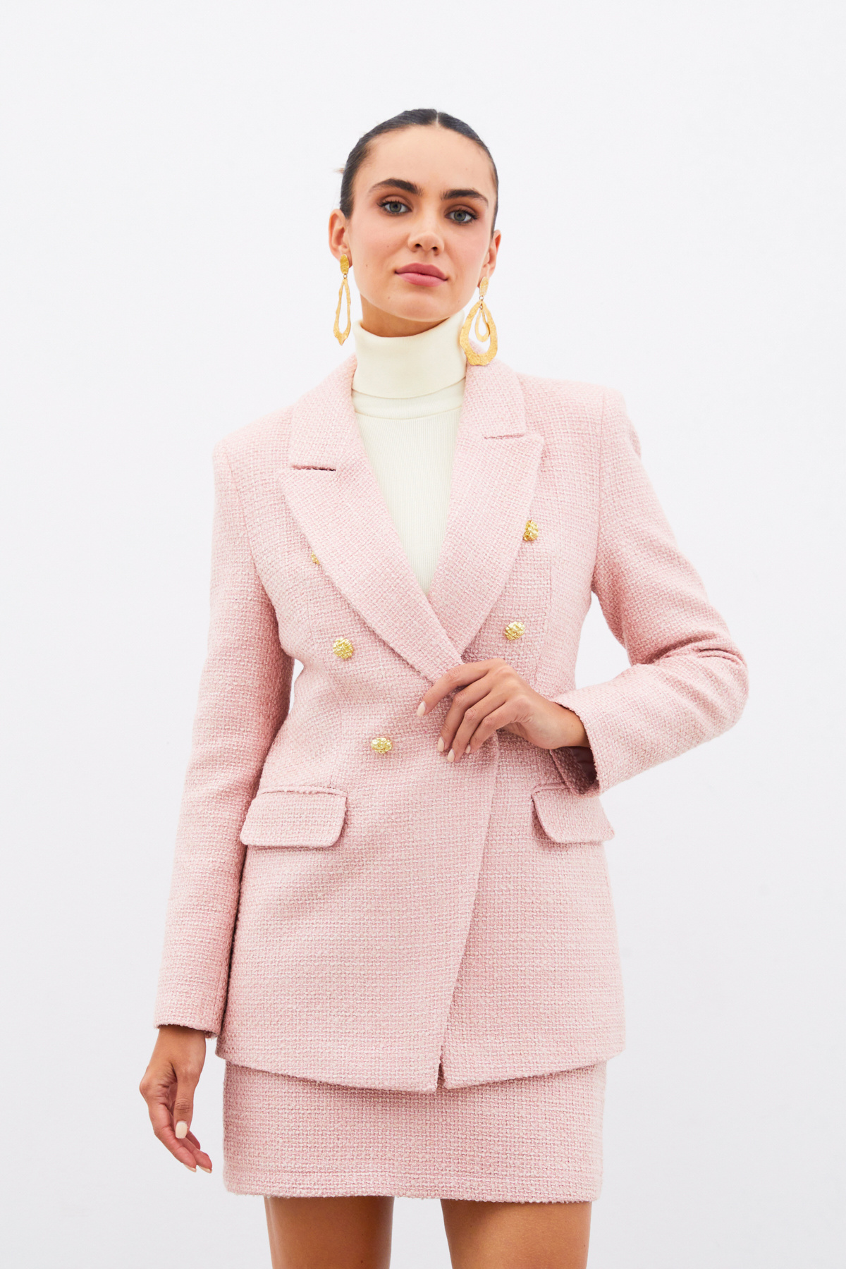 Düğme Detaylı Tüvit Ceket - PUDRA