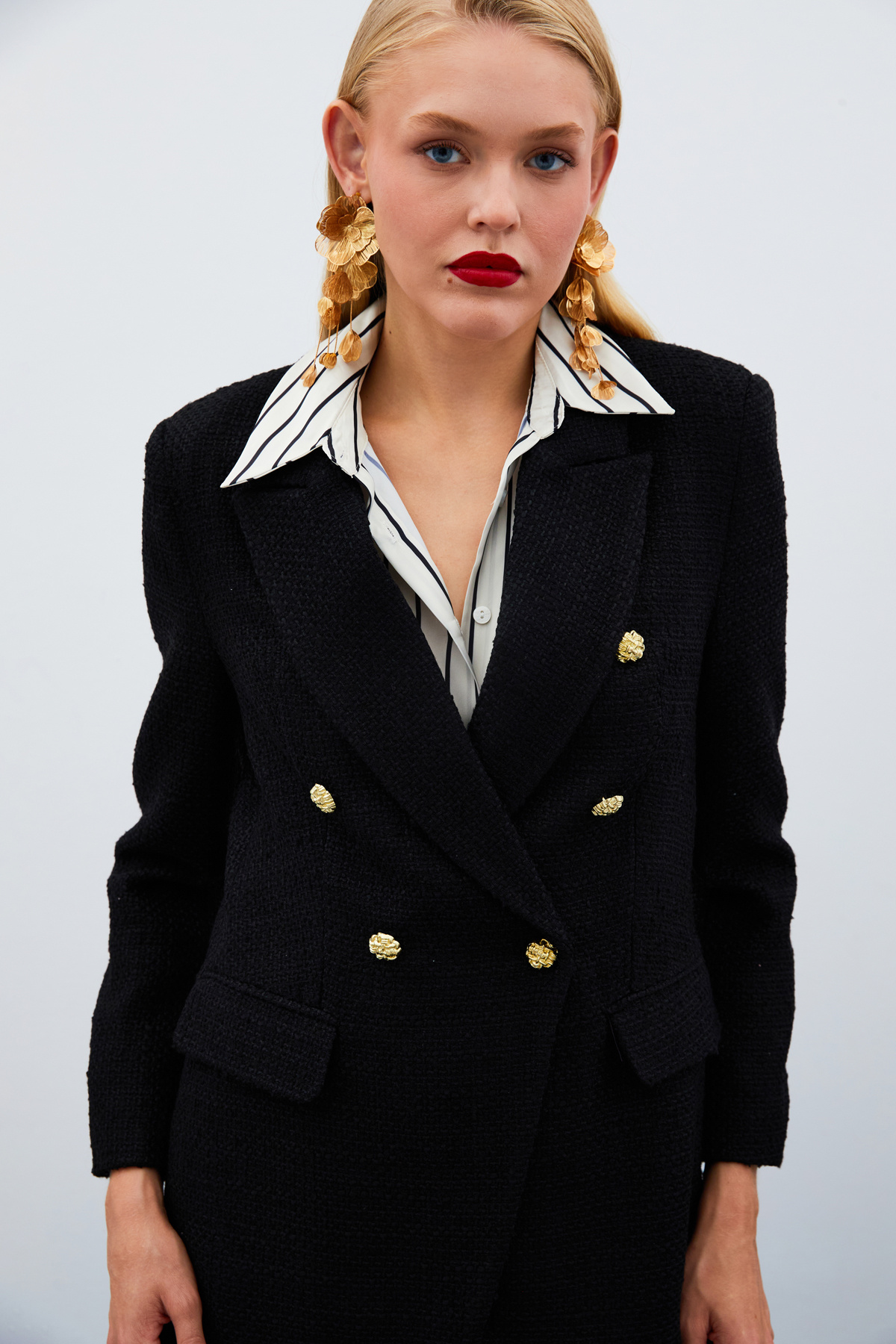 Düğme Detaylı Tüvit Ceket - SİYAH