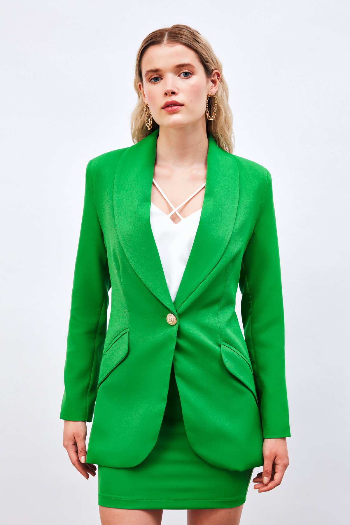 Button detailed jacket - GREEN