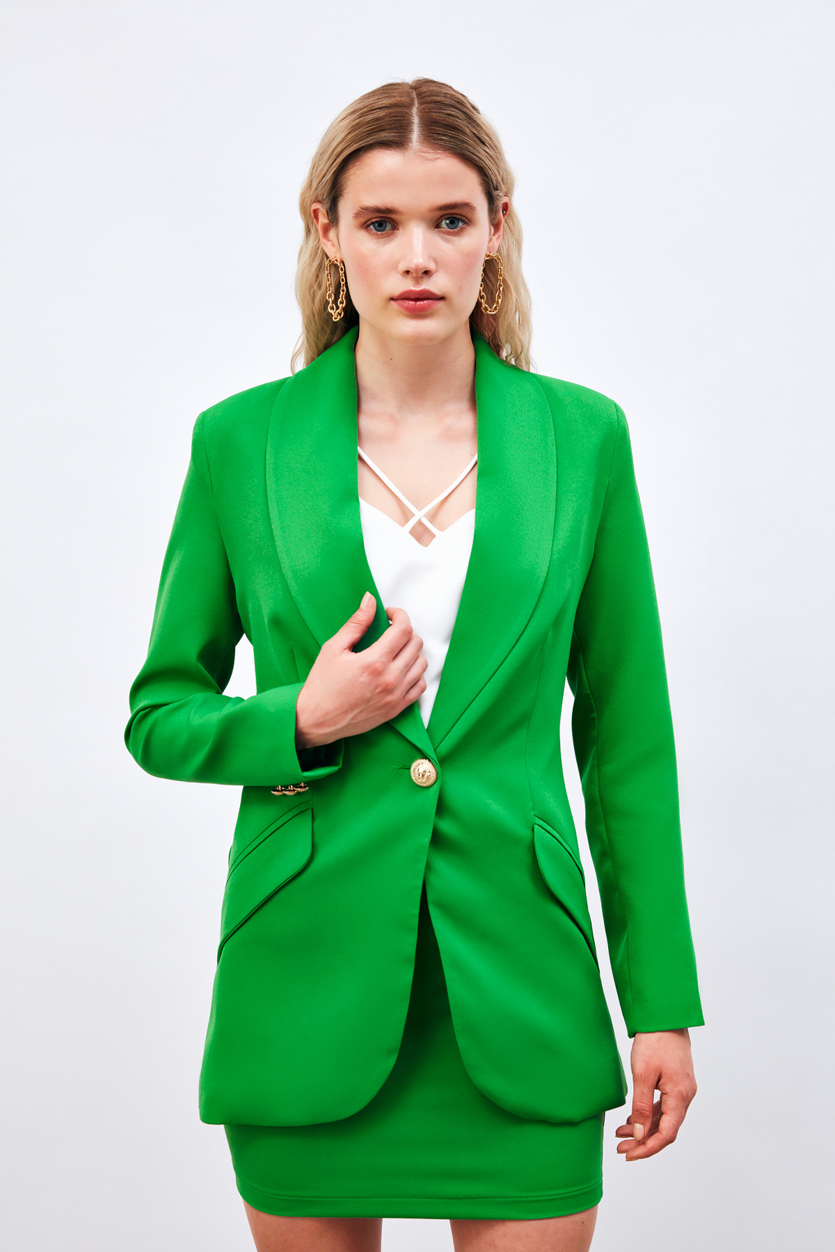 Button detailed jacket - GREEN