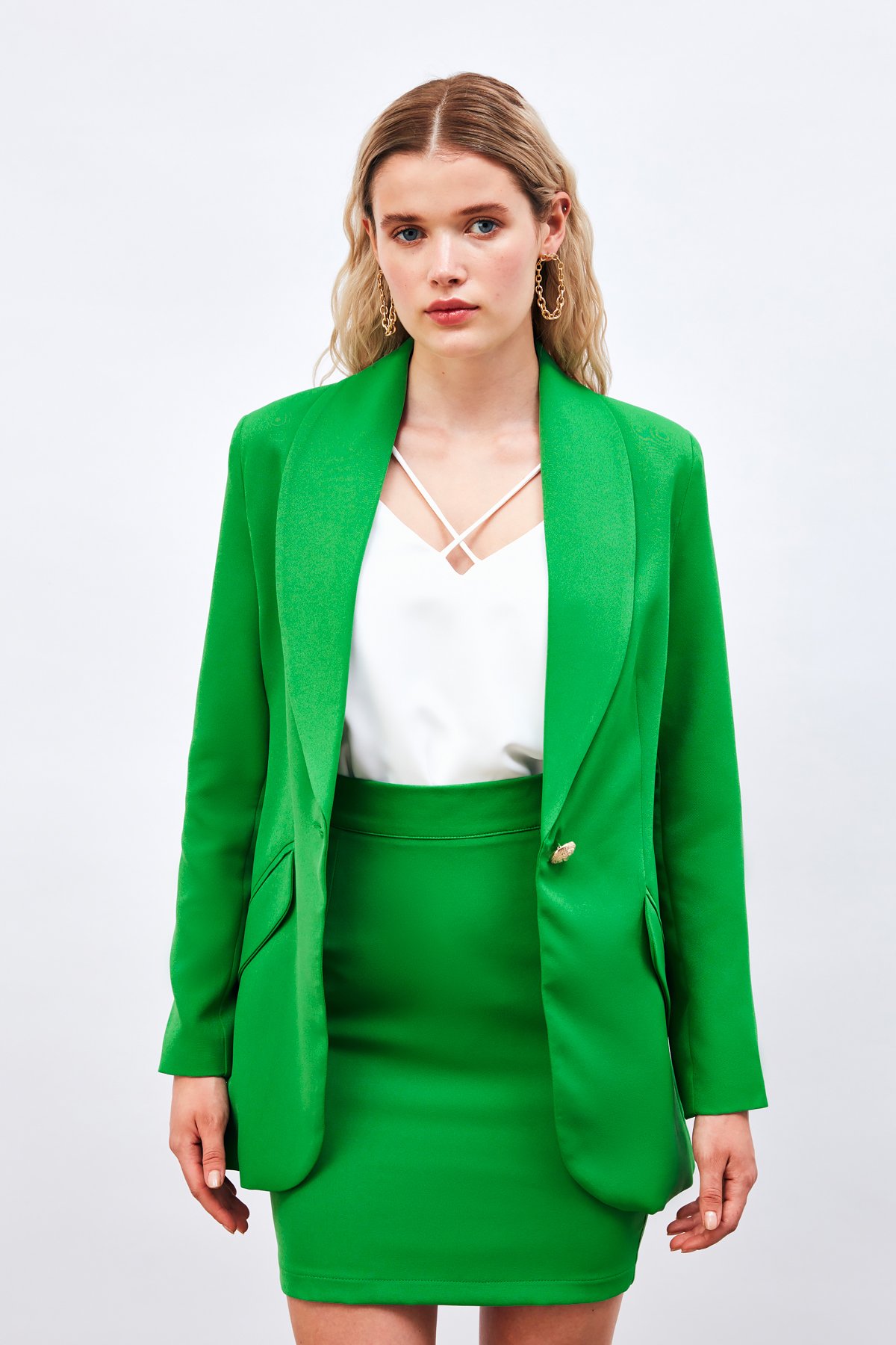 Button detailed jacket - GREEN