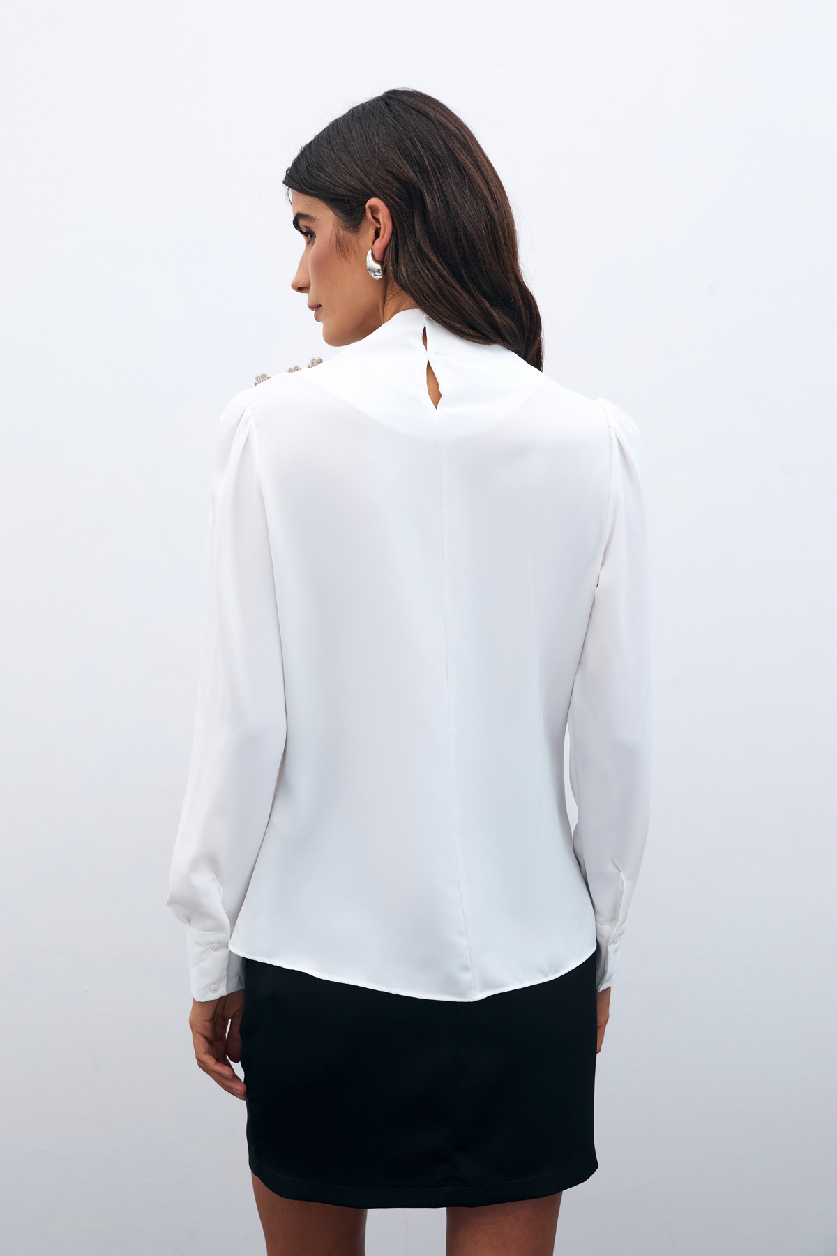 Buttons Stone Detailed Blouse - ECRU