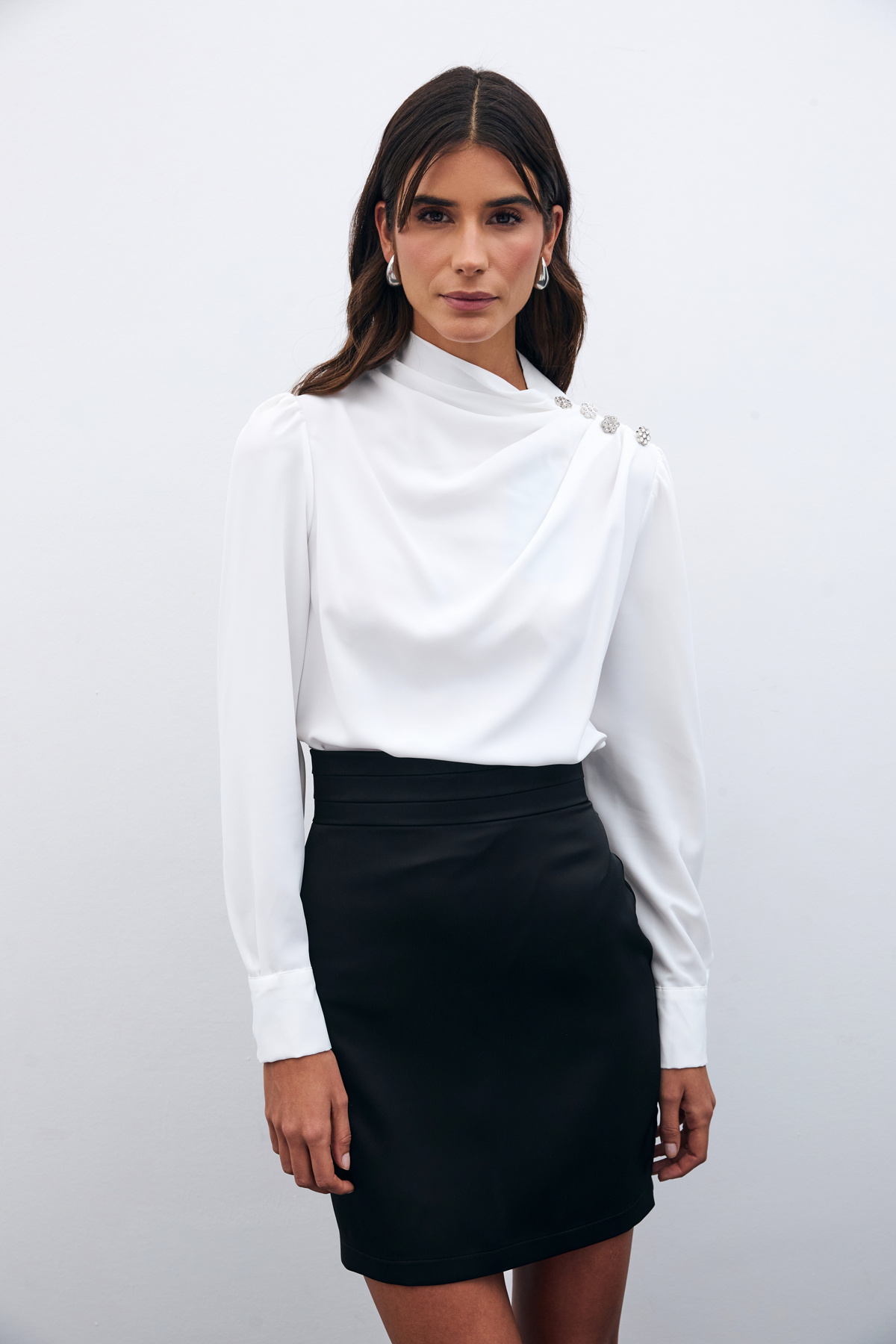 Buttons Stone Detailed Blouse - ECRU