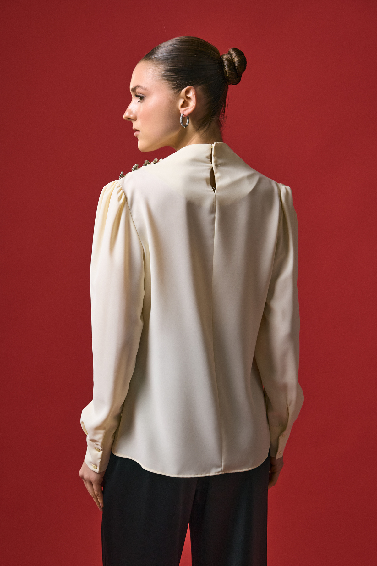 Buttons Stone Detailed Blouse - Yellow