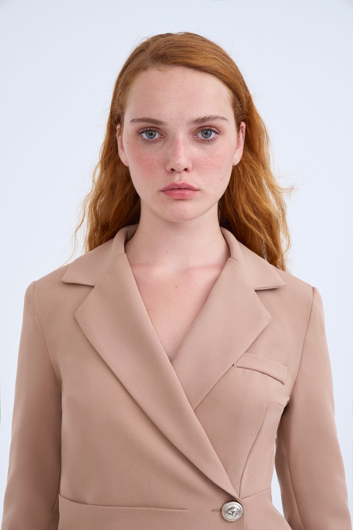 Buttoned wrap dress - CAMEL