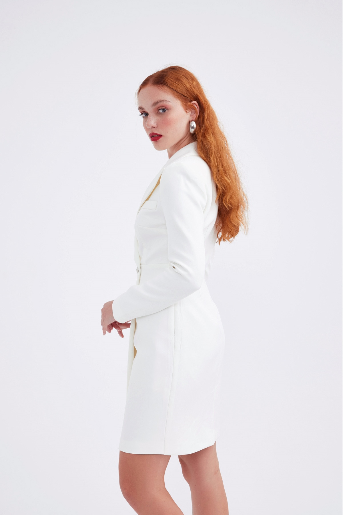 Buttoned wrap dress - ECRU